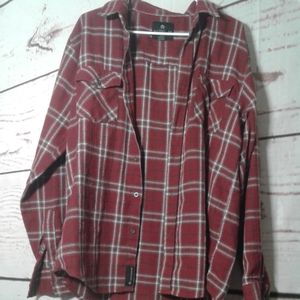 Men's sz L plaided button up long sleeve